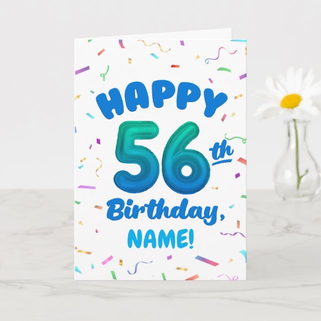 Cartão Happy 56th Birthday Card with Custom Name (Planta pequena)