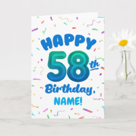 Cartão Happy 58th Birthday Card with Custom Name