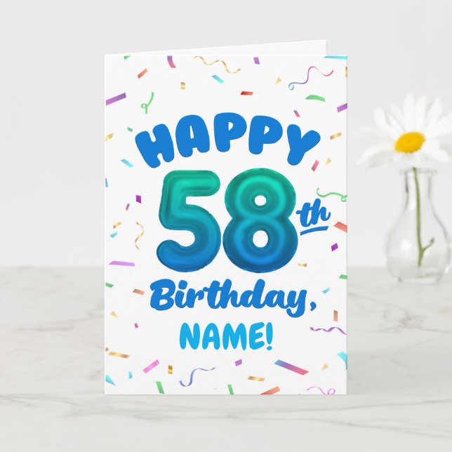 Cartão Happy 58th Birthday Card with Custom Name (Planta pequena)