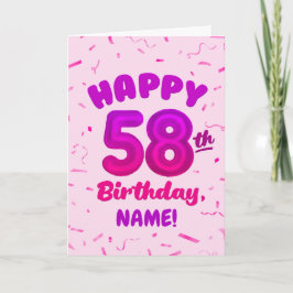 Cartão Happy 58th Birthday Card with Custom Name