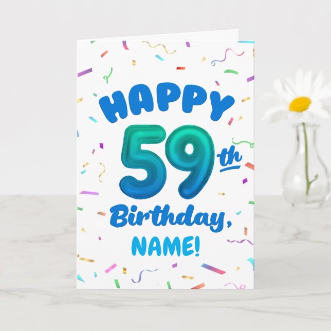 Cartão Happy 59th Birthday Card with Custom Name (Planta pequena)