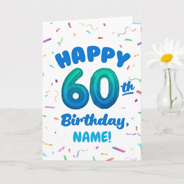 Cartão Happy 60th Birthday Card with Custom Name (Planta pequena)