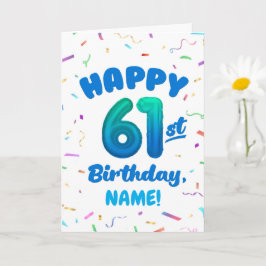 Cartão Happy 61st Birthday Card with Custom Name