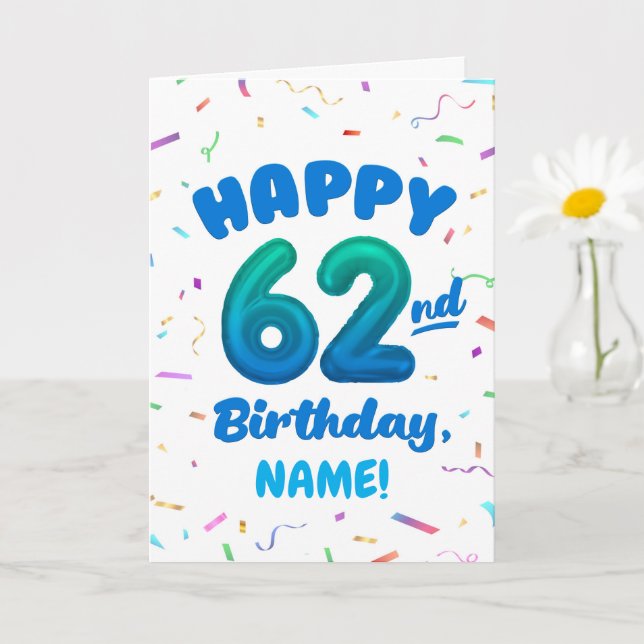 Cartão Happy 62nd Birthday Card with Custom Name (Planta pequena)