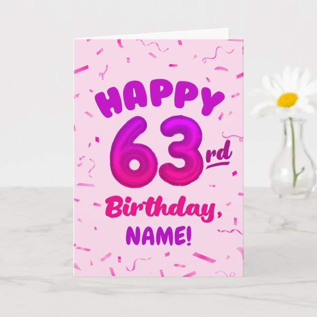 Cartão Happy 63rd Birthday Card with Custom Name (Planta pequena)