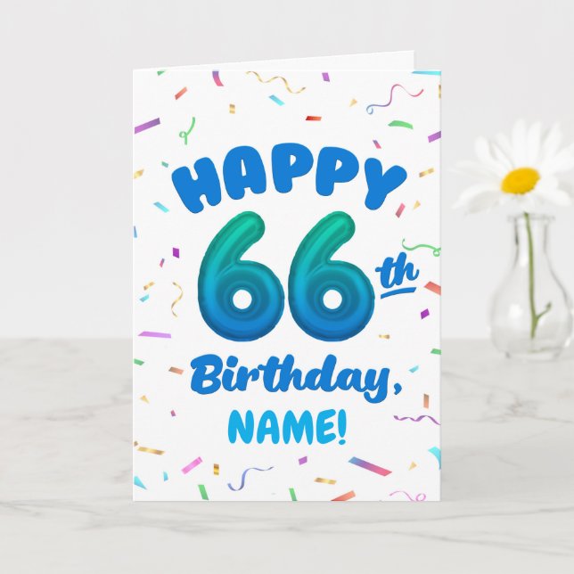 Cartão Happy 66th Birthday Card with Custom Name (Planta pequena)