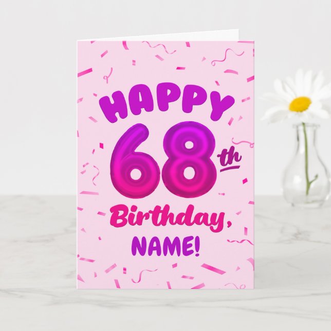 Cartão Happy 68th Birthday Card with Custom Name (Planta pequena)