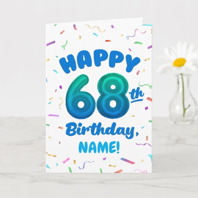Cartão Happy 68th Birthday Card with Custom Name (Planta pequena)