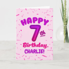 Cartão Happy 7th Birthday Card with Custom Name