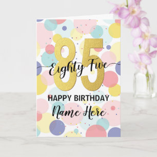 Cartão Happy 85th Birthday Pastel Rainbow Gold Woman