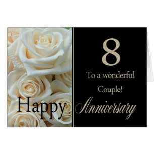 Cartão Happy 8th Anniversary roses