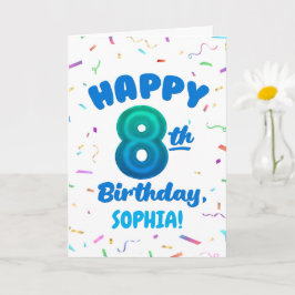 Cartão Happy 8th Birthday Card with Custom Name