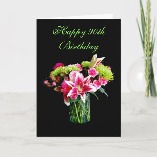 Cartão Happy 90th Birthday, Stargazer Lily Bouquet