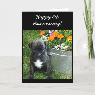 Cartão Happy 9th Anniversary boxer puppy greeting card