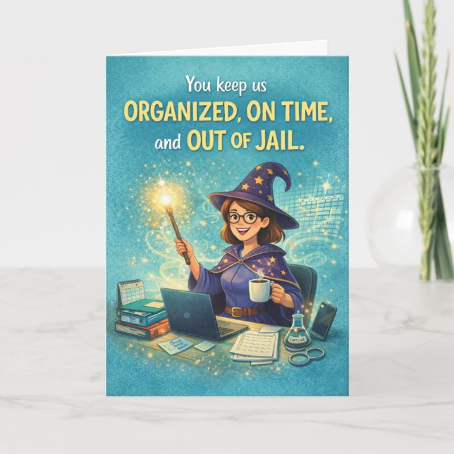 Cartão Happy Admin Pro Day - You're a Wizard! (Frente)