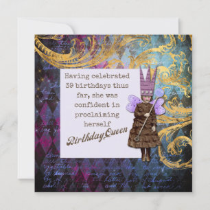 Cartão Happy aniversário de 40 anos Vintage Queen Fairy