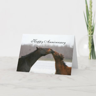 Cartão Happy Anniversary Card Kissing Horses Photo