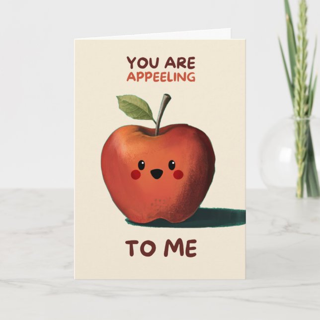Cartão Happy Anniversary Cute Funny Simple Apple Card (Frente)