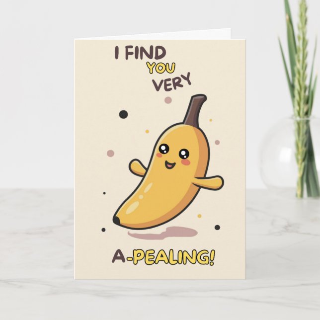 Cartão Happy Anniversary Cute Funny Simple Banana Card (Frente)