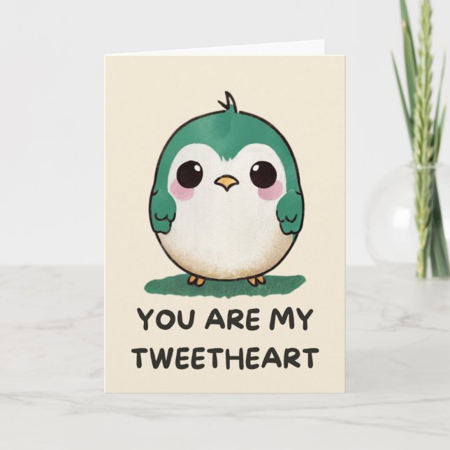 Cartão Happy Anniversary Cute Funny Simple Bird Card (Frente)