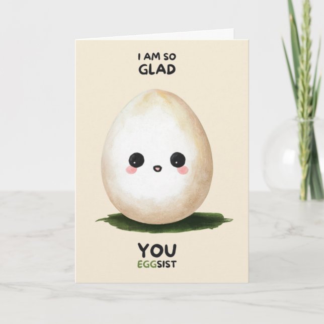 Cartão Happy Anniversary Cute Funny Simple Egg Card (Frente)