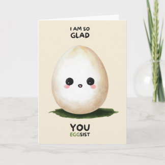 Cartão Happy Anniversary Cute Funny Simple Egg Card