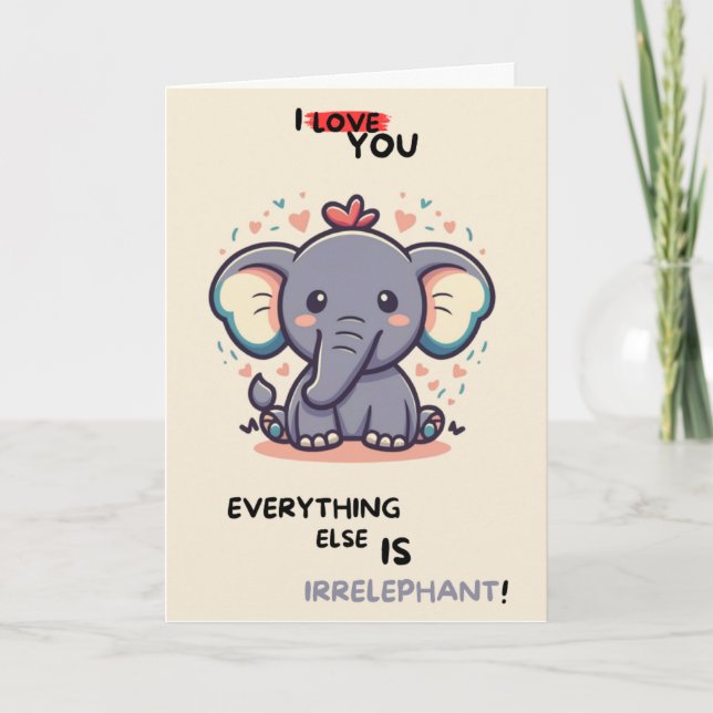 Cartão Happy Anniversary Cute Funny Simple Elephant Card (Frente)