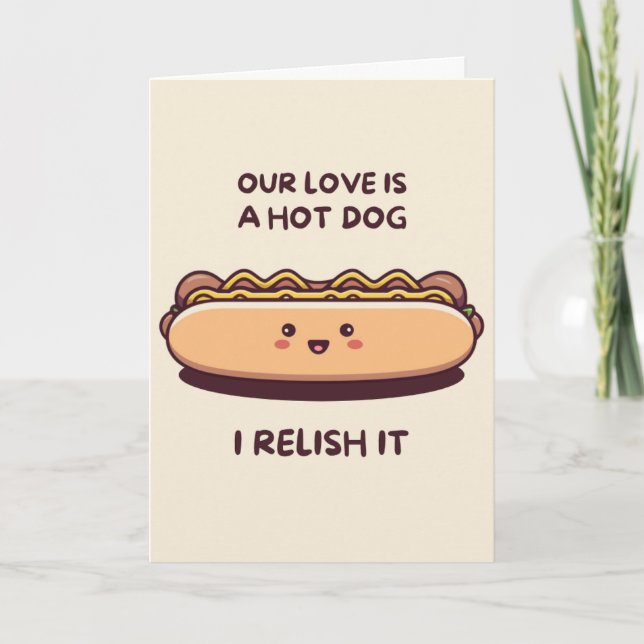 Cartão Happy Anniversary Cute Funny Simple Hotdog Card (Frente)