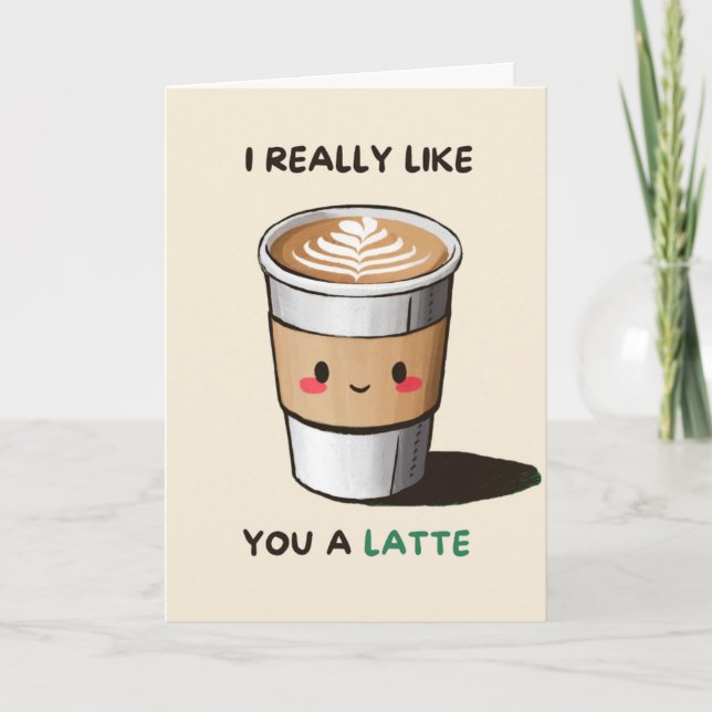 Cartão Happy Anniversary Cute Funny Simple Latte Card (Frente)