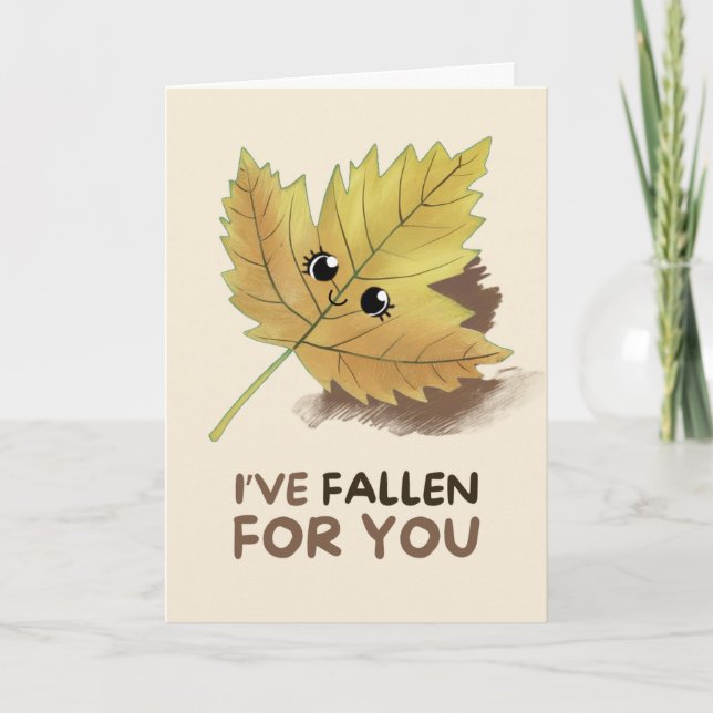 Cartão Happy Anniversary Cute Funny Simple Leaf Card (Frente)