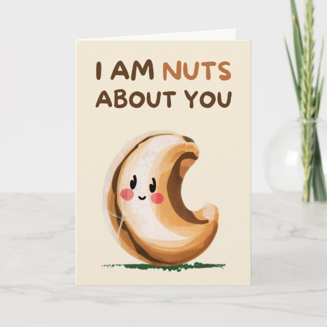 Cartão Happy Anniversary Cute Funny Simple Nut Card (Frente)