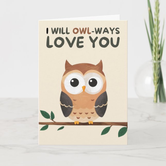 Cartão Happy Anniversary Cute Funny Simple Owl Card (Frente)