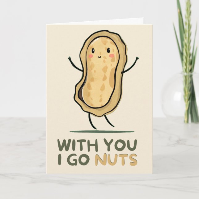Cartão Happy Anniversary Cute Funny Simple Peanut Card (Frente)