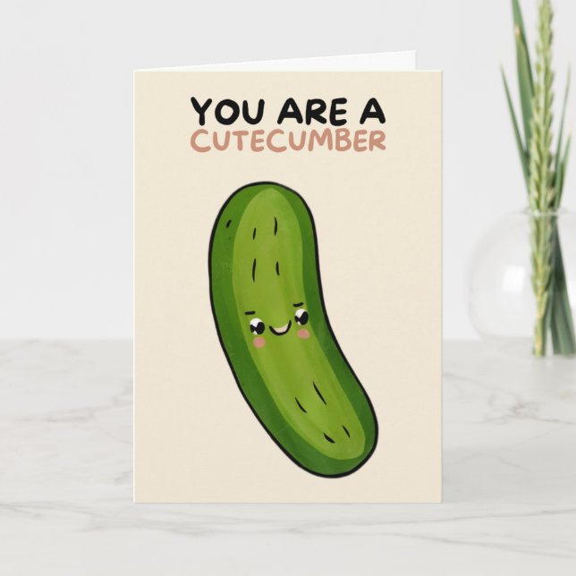 Cartão Happy Anniversary Cute Funny Simple Pickle Card (Frente)
