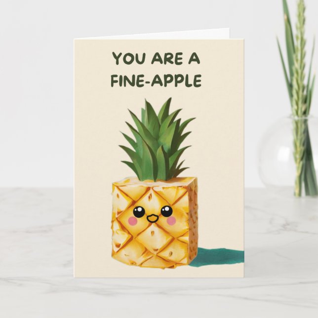 Cartão Happy Anniversary Cute Funny Simple Pineapple Card (Frente)
