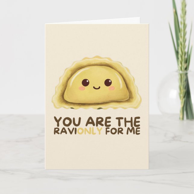 Cartão Happy Anniversary Cute Funny Simple Ravioli Card (Frente)
