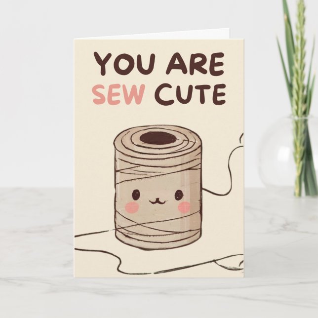 Cartão Happy Anniversary Cute Funny Simple Thread Card (Frente)