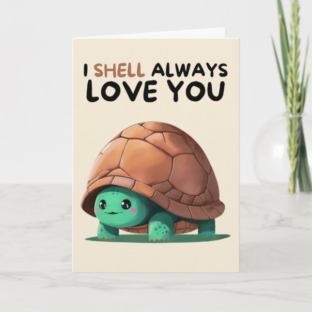 Cartão Happy Anniversary Cute Funny Simple Turtle Card (Frente)