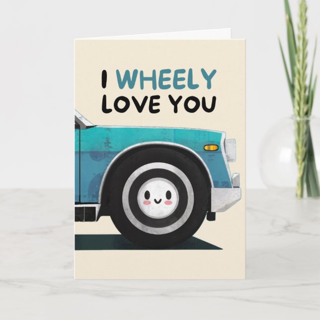 Cartão Happy Anniversary Cute Funny Simple Wheel Card (Frente)