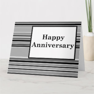 Cartão happy anniversary grey striped