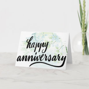 Cartão Happy Anniversary Serene Green Leaves Card