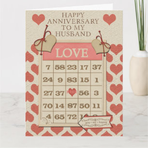 Cartão Happy Anniversary to My Husband Bingo Card Love
