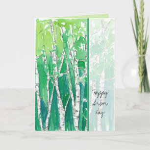 Cartão Happy Arbor Day Aspen Trees Watercolor