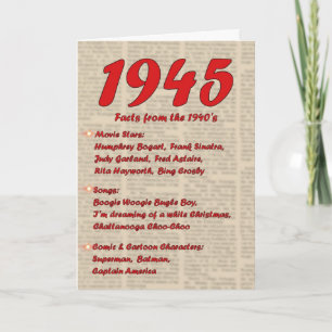 Cartão Happy Birthday 1945 Year of birth news 40's 40s