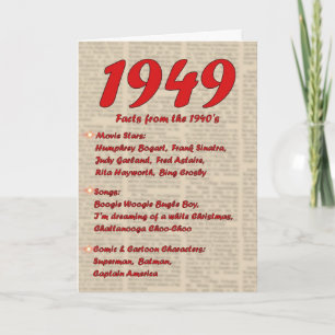 Cartão Happy Birthday 1949 Year of birth news 40's 40s
