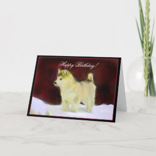 Cartão Happy Birthday Alaskan Malamute greeting card