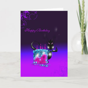 Cartão Happy Birthday Baby Dragon Birthday Cake Purple Bl