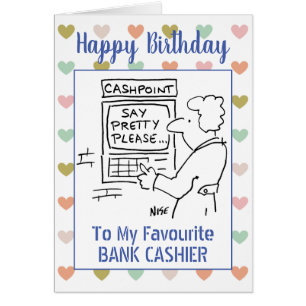 Cartão Happy Birthday Bank Cashier