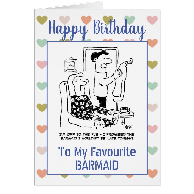 Cartão Happy Birthday Barmaid (Frente)