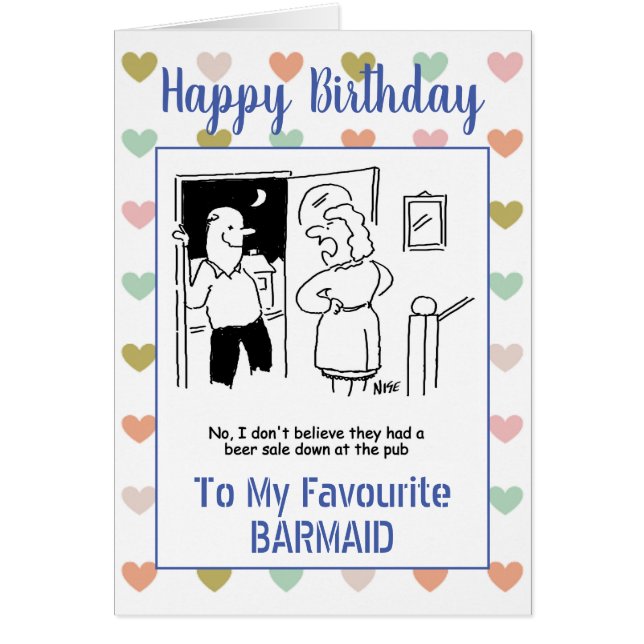 Cartão Happy Birthday Barmaid (Frente)